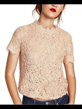 Zara Blush Pink Lace Crop Top Size M